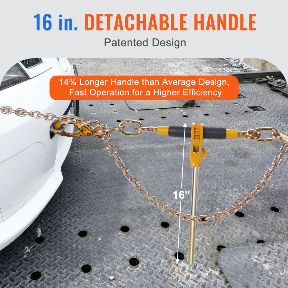 Ratchet Chain Binder, 5/16"-3/8" Heavy Duty Load Binders, with G80 Chains 7100 lbs Secure Load Limit, Labor-saving Anti-skid Handle, Tie Down Hauling Chain Binders for Flatbed Truck Trailer, 4 P
