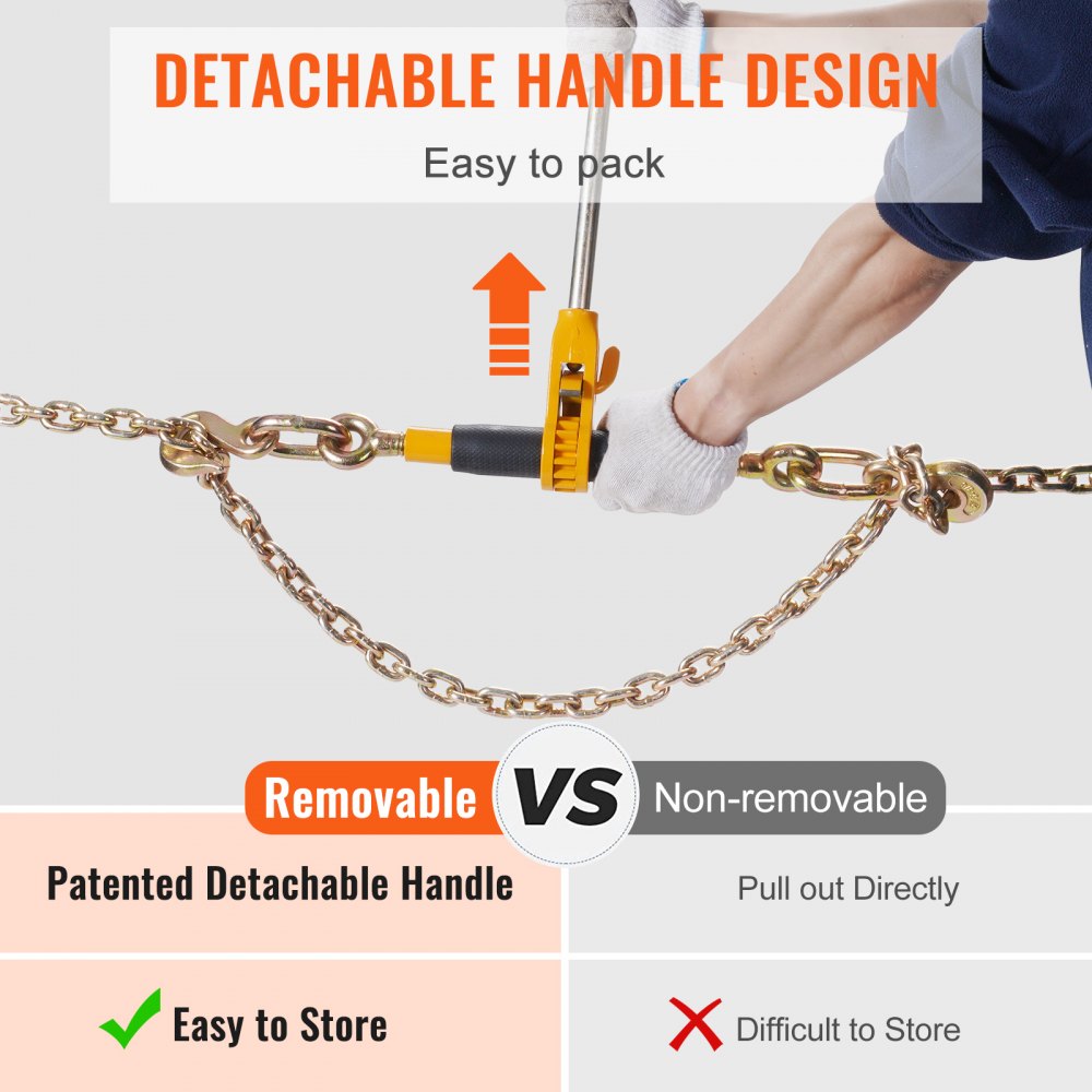 Ratchet Chain Binder, 5/16"-3/8" Heavy Duty Load Binders, with G80 Chains 7100 lbs Secure Load Limit, Labor-saving Anti-skid Handle, Tie Down Hauling Chain Binders for Flatbed Truck Trailer, 4 P