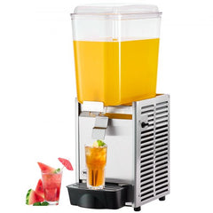 Commercial Beverage Dispenser, 20.4 Qt 18L Single Tank Ice Tea Drink Machine, 325W 304 Stainless Steel Juice Dispenser with 41℉-53.6℉ Thermostat Controller, for Cold Drink Restaurant Hotel Party
