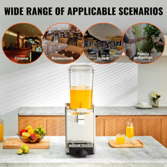 Commercial Beverage Dispenser, 20.4 Qt 18L Single Tank Ice Tea Drink Machine, 325W 304 Stainless Steel Juice Dispenser with 41℉-53.6℉ Thermostat Controller, for Cold Drink Restaurant Hotel Party