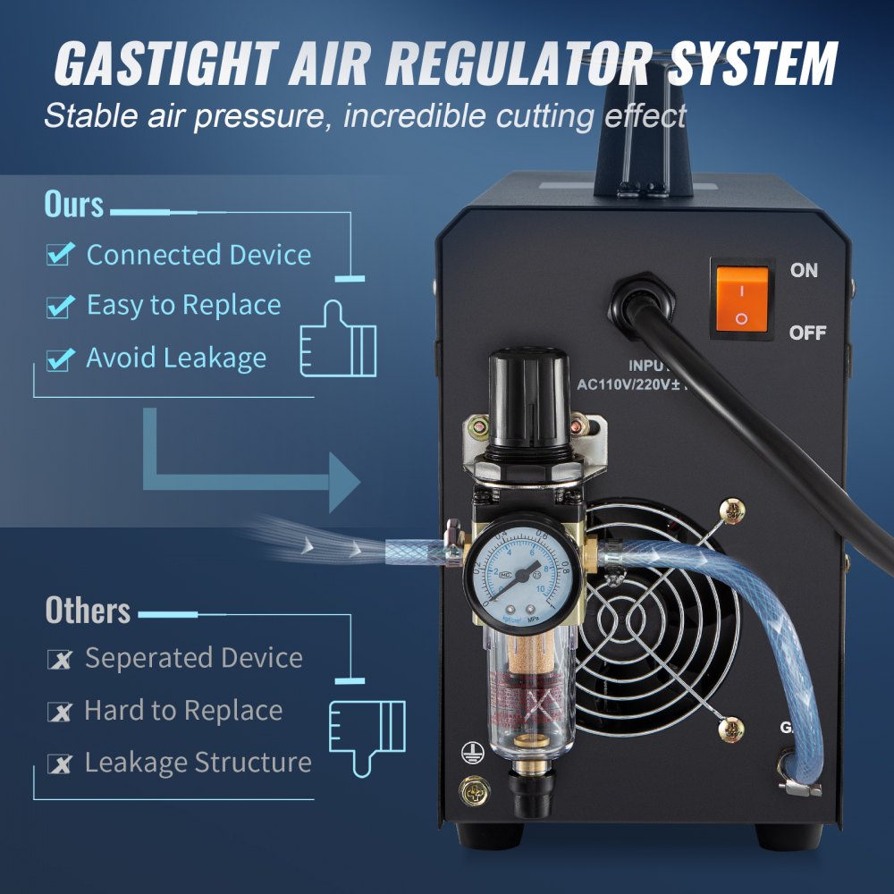 Plasma Cutter, 50Amp, Air Cutting Machine with Plasma Torch, 110V/220V Dual Voltage AC IGBT Inverter Metal Cutting Equipment for 1/2" Clean Cut Aluminum and Stainless Steel, Black