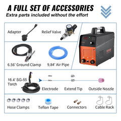Plasma Cutter, 50Amp, Air Cutting Machine with Plasma Torch, 110V/220V Dual Voltage AC IGBT Inverter Metal Cutting Equipment for 1/2" Clean Cut Aluminum and Stainless Steel, Black