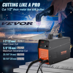 Plasma Cutter, 50Amp, Non-Touch Pilot Arc Air Cutting Machine with Torch, 110V/220V Dual Voltage AC IGBT Inverter Metal Cutting Equipment for 1/2" Clean Cut Aluminum and Stainless Steel, Black