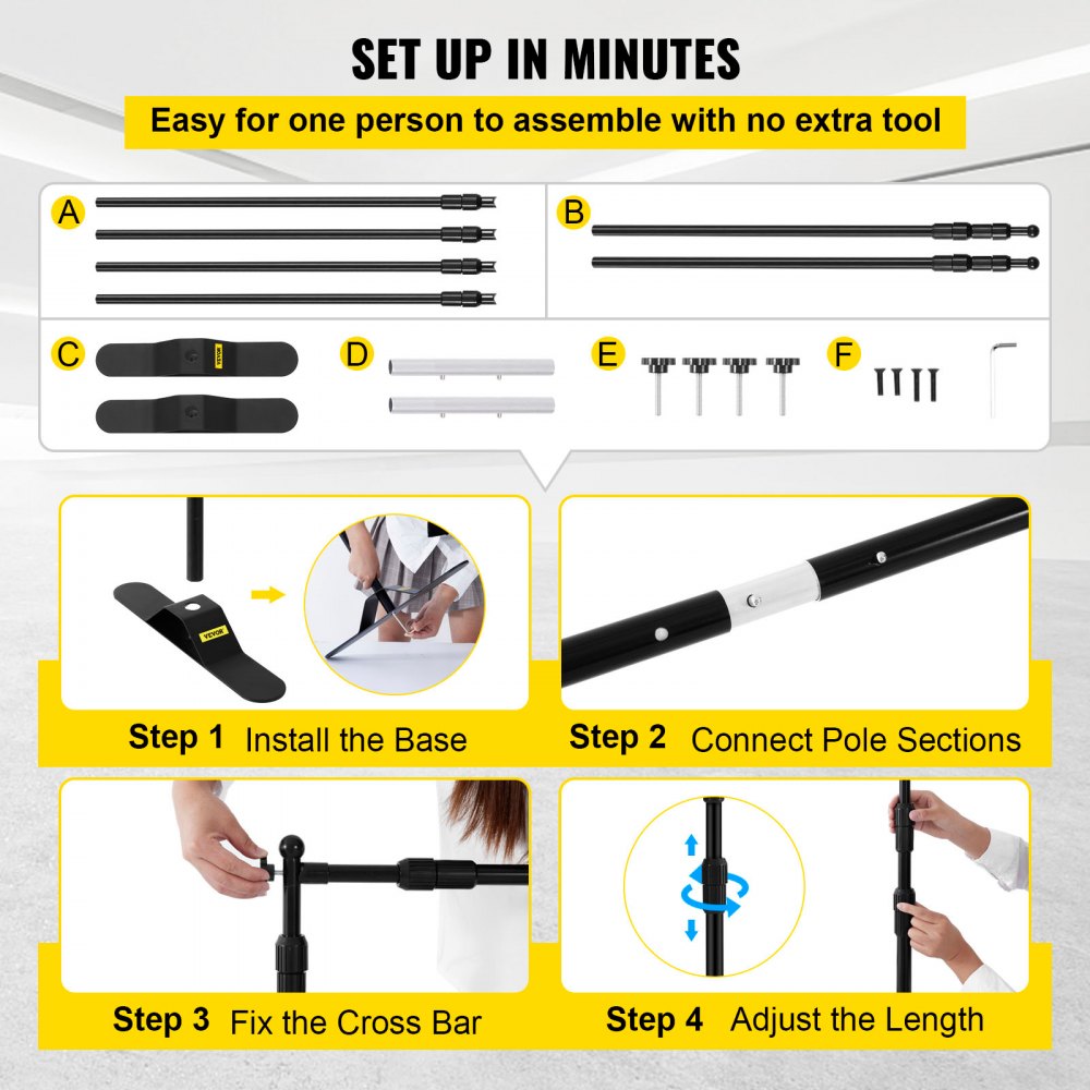 Telescopic Backdrop Banner Stand 8` x 8` Banner Stand Adjustable Step and Repeat Backdrop Banner Stand Retractable Banner Stand with Carrying Bag (8 ft)
