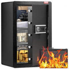 Single Door 3.5 cu.ft Safe Box with Key Lock & Password LED Light Black,organize cash, passports, jewelry, gold, watches and documents