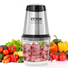 Food Processor, Electric Meat Grinder with 4-Wing Stainless Steel Blades, 2.5 Cup Glass Bowl, 400W Electric Food Chopper, 2 Speeds Food Grinder for Baby Food, Meat, Onion, Vegetables