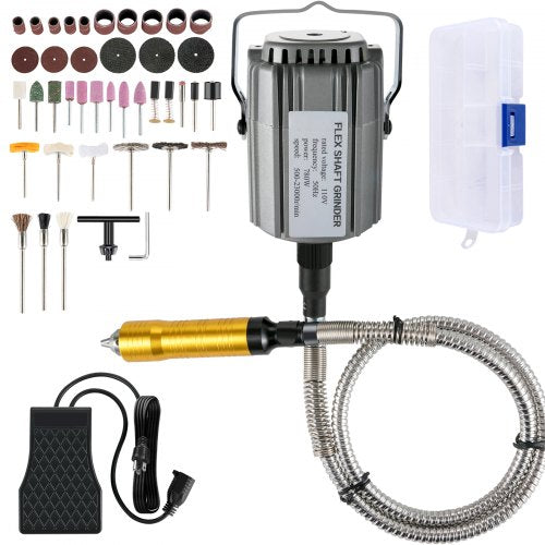 Bostome 780W Flex Shaft Grinder with three-jaw chuck and foot pedal for precise crafting.