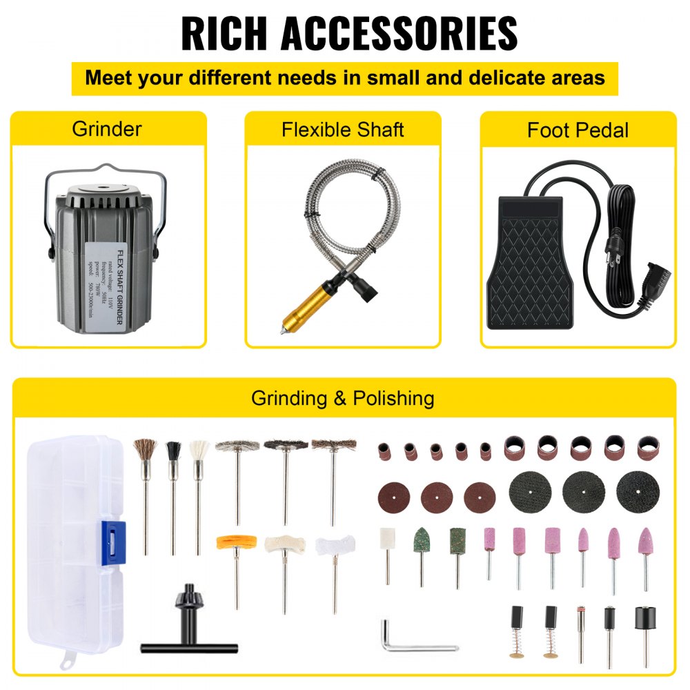 Bostome 780W Flex Shaft Grinder with three-jaw chuck and foot pedal for precise crafting.