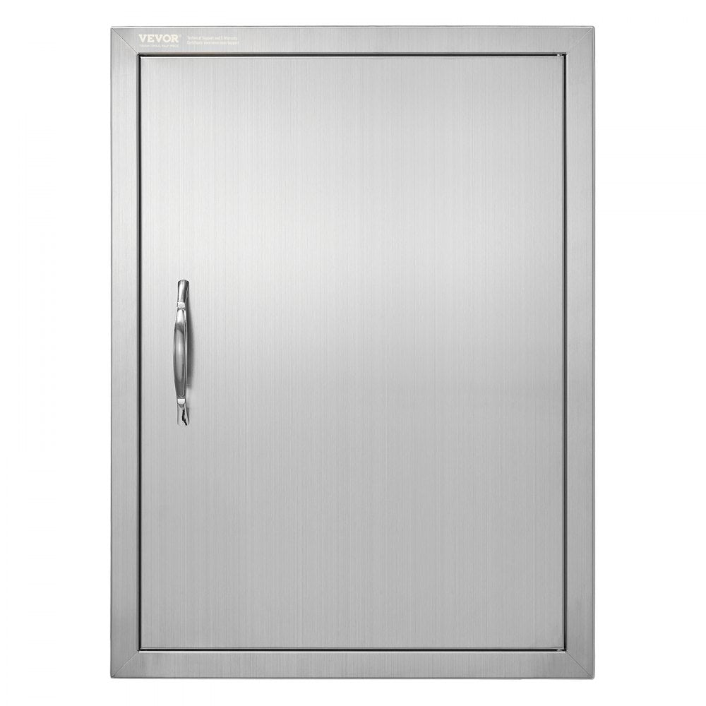 BBQ Access Door, 20W x 27H Inch Single Outdoor Kitchen Door, Stainless Steel Flush Mount Door, Wall Vertical Door with Handle, for BBQ Island, Grilling Station, Outside Cabinet