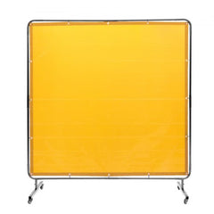 Welding Screen with Frame, 6` x 6` Welding Curtain Screen, Flame-Resistant Vinyl Welding Protection Screen on 4 Swivel Wheel (2 Lockable), Moveable & Professional for Workshop/Industrial, Yellow