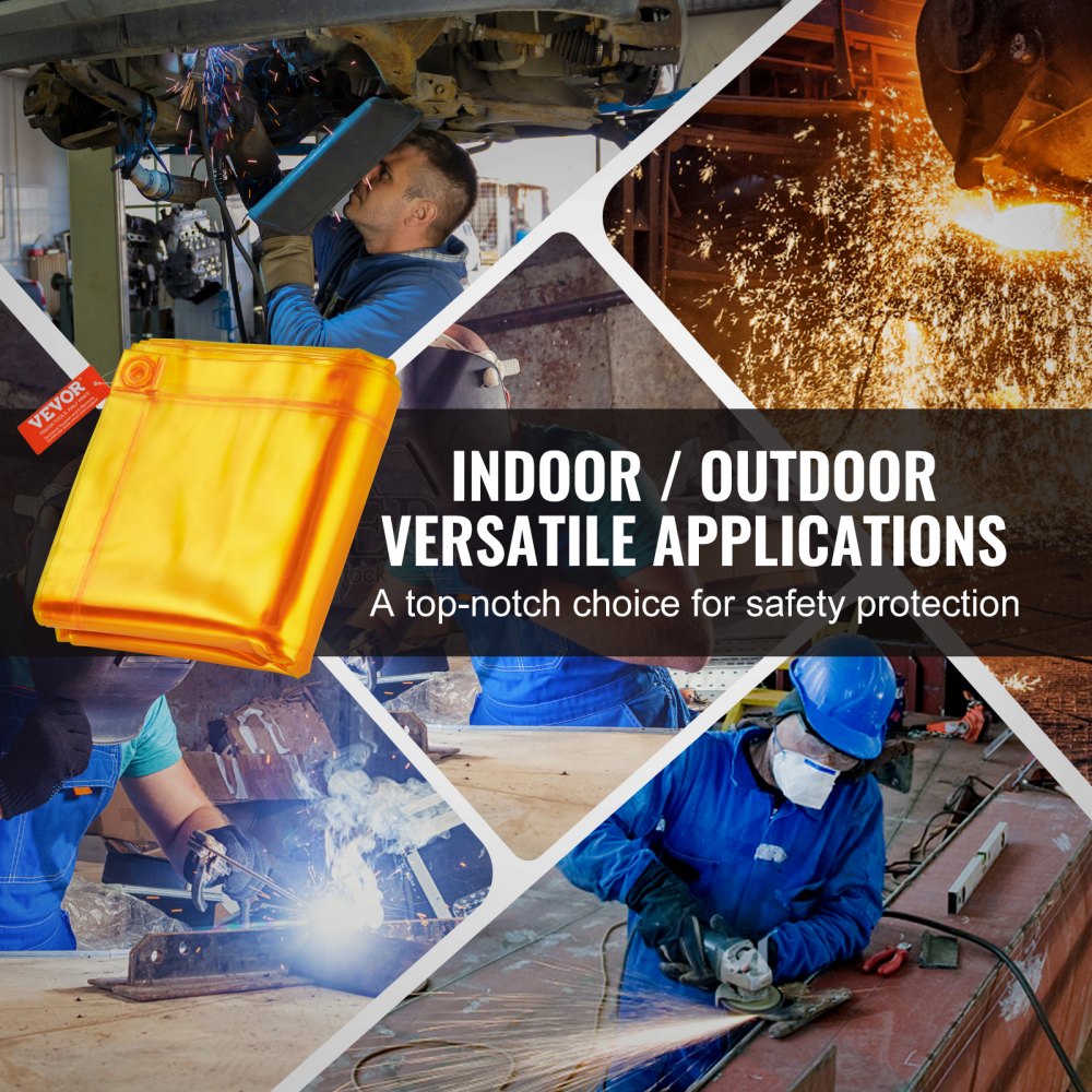 Welding Screen with Frame, 6` x 8` Welding Curtain Screen, Flame-Resistant Vinyl Welding Protection Screen on 4 Swivel Wheel (2 Lockable), Moveable & Professional for Workshop/Industrial, Yellow