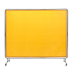 Welding Screen with Frame, 6` x 8` Welding Curtain Screen, Flame-Resistant Vinyl Welding Protection Screen on 4 Swivel Wheel (2 Lockable), Moveable & Professional for Workshop/Industrial, Yellow