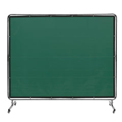 Welding Screen with Frame, 6` x 8` Welding Curtain Screen, Flame-Resistant Vinyl Welding Protection Screen on 4 Swivel Wheels (2 Lockable), Moveable & Professional for Workshop/Industrial, Green