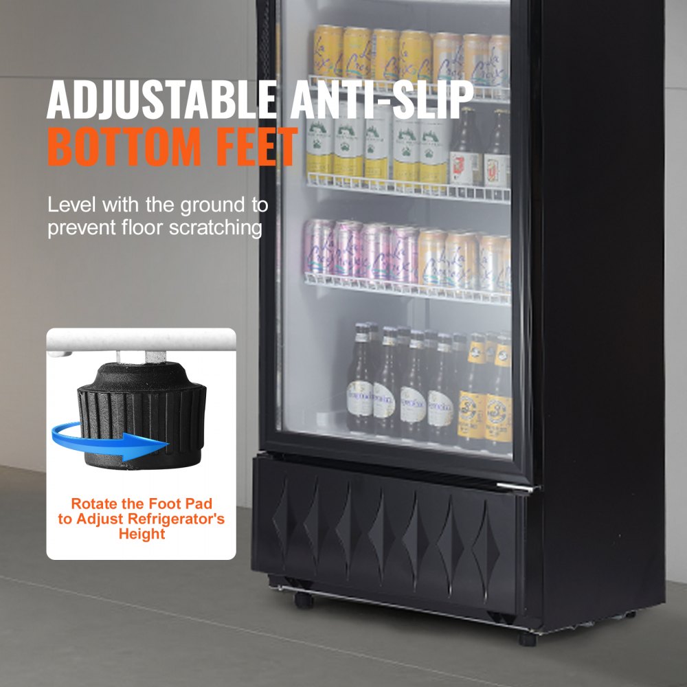 Commercial Merchandiser Refrigerator, 12.2 Cu.Ft / 345L Beverage Refrigerator Cooler Merchandiser, Glass Door Display Refrigerator Upright Fridge with 5 Adjustable Shelves, Customizable Lightbox