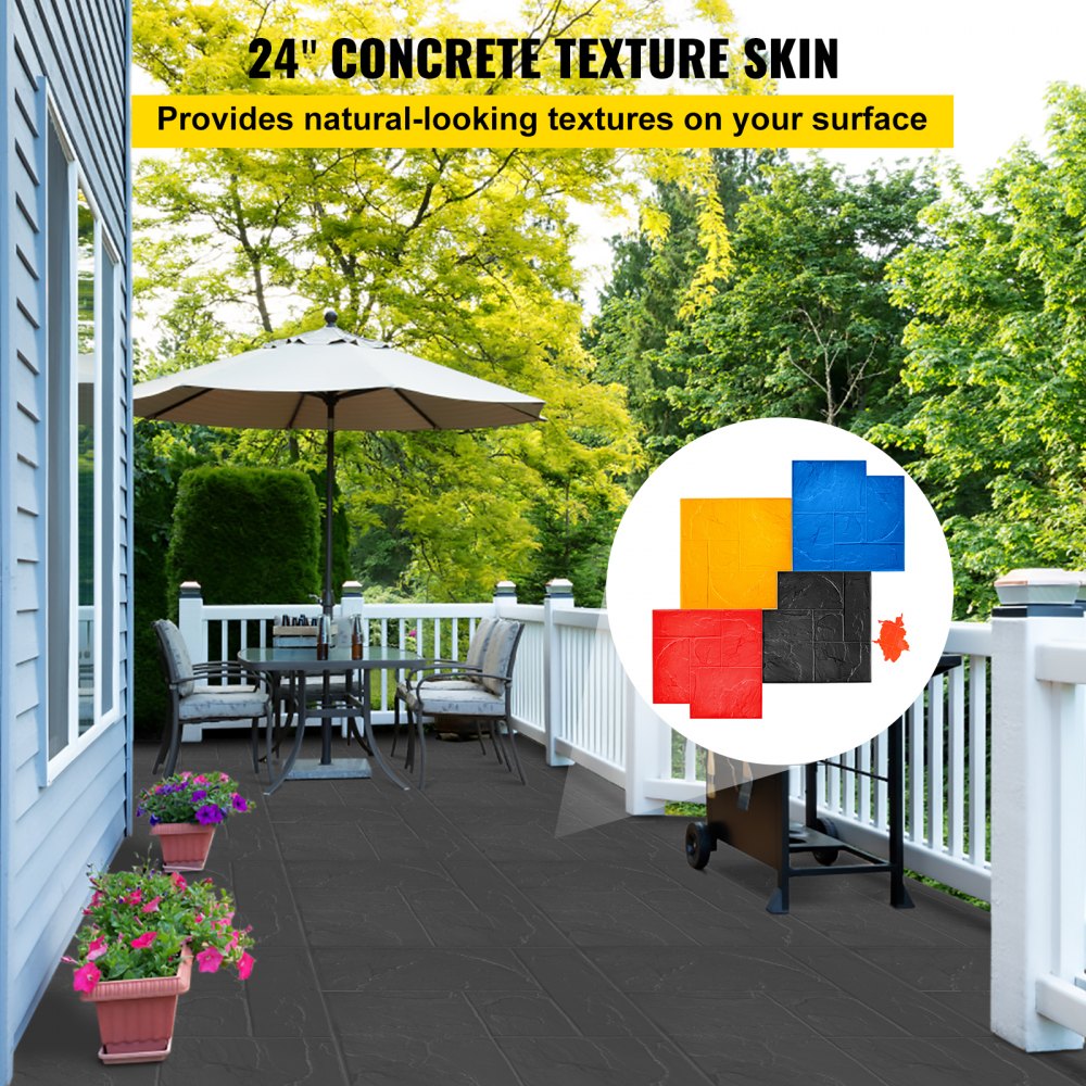 Set of four 24x24-inch polyurethane mats with slate concrete texture for stamping.