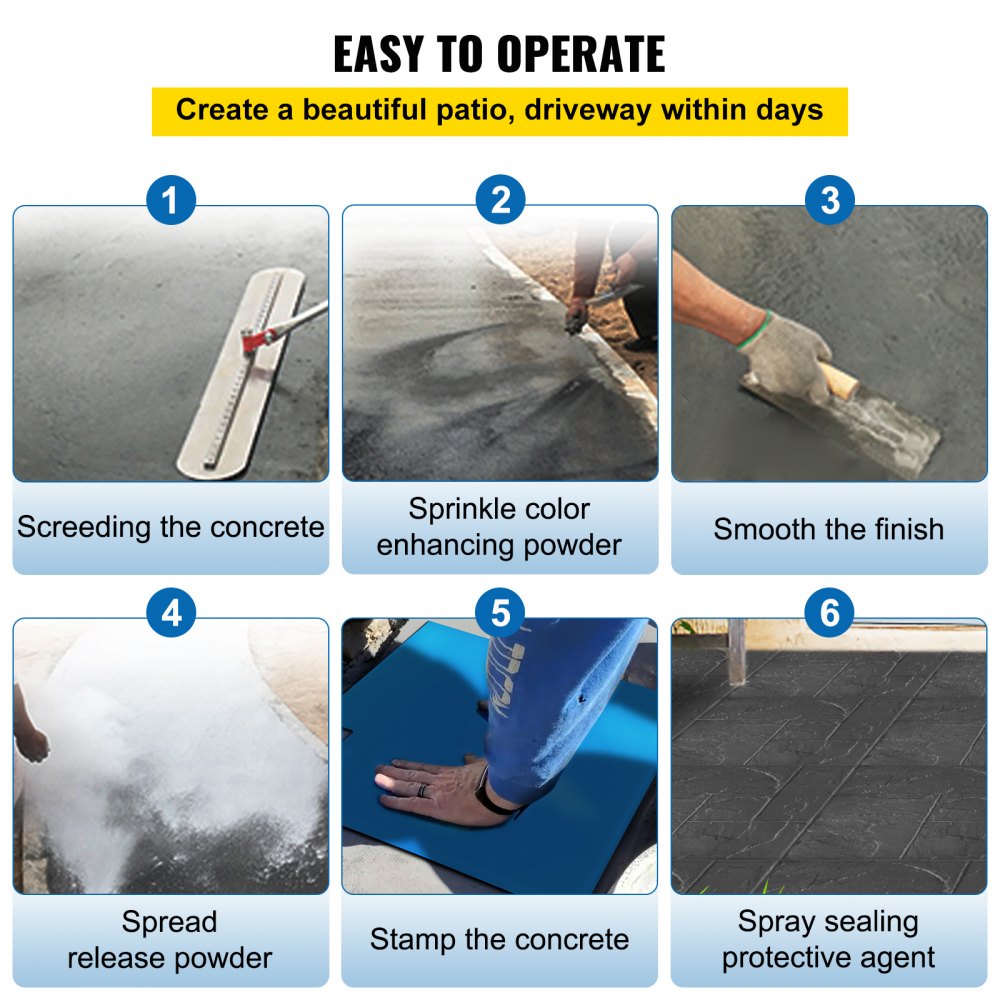Set of four 24x24-inch polyurethane slate concrete stamp mats for creating textured surfaces.
