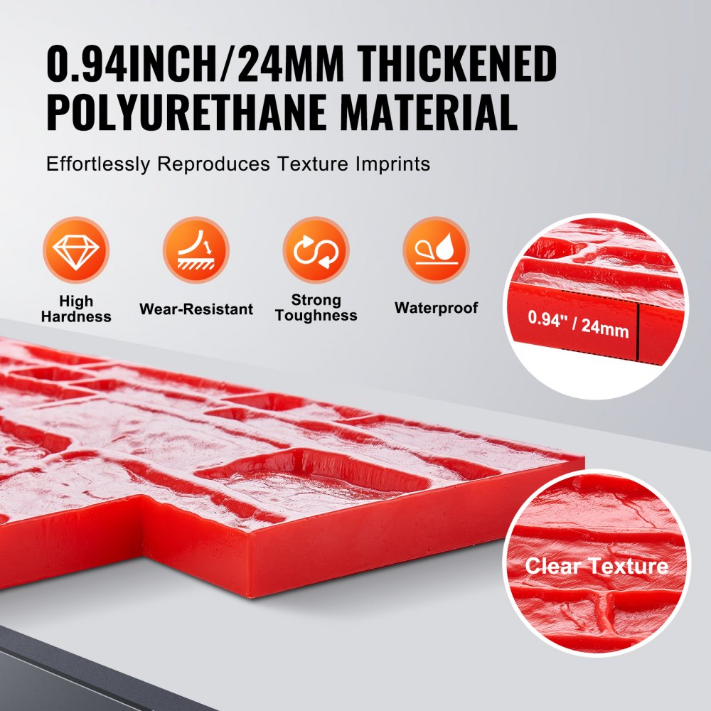 Bostome polyurethane concrete stamp mat with slate stone texture, measuring 29x13 inches.