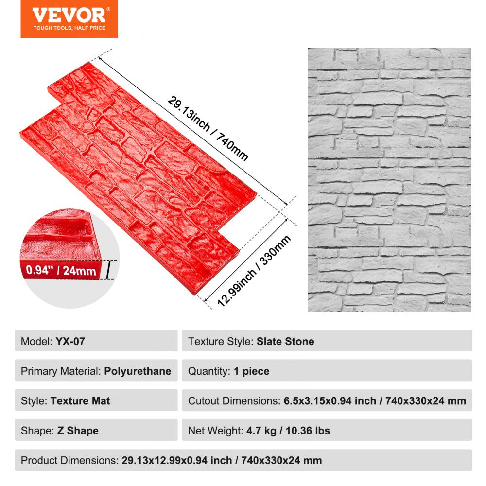 Bostome polyurethane concrete stamp mat with slate stone texture, measuring 29x13 inches.