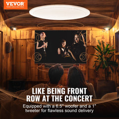 6.5`` Bluetooth in Ceiling Speakers, 150W, Flush Mount Ceiling & in-Wall Speaker System with 8ΩImpedance 89dB Sensitivity, for Home Kitchen Living Room Bedroom or Covered Outdoor Porches, Single