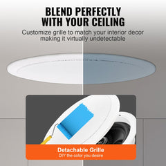 6.5`` Bluetooth in Ceiling Speakers, 150W, Flush Mount Ceiling & in-Wall Speaker System with 8ΩImpedance 89dB Sensitivity, for Home Kitchen Living Room Bedroom or Covered Outdoor Porches, Single