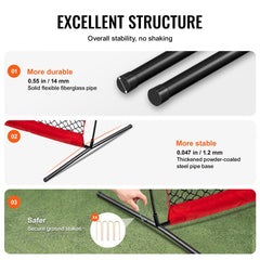 Barricade Backstop Net, 20x10 ft Ball Sports Barrier Netting, Portable Practice Equipment with Carry Bag, Protection Screen for Baseball Softball Lacrosse Soccer Hockey Training, for Backyard