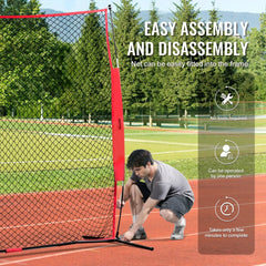 Barricade Backstop Net, 7x7 ft Ball Sports Barrier Netting, Portable Practice Equipment with Carry Bag, Protection Screen for Baseball Softball Lacrosse Soccer Hockey Training, for Backyard
