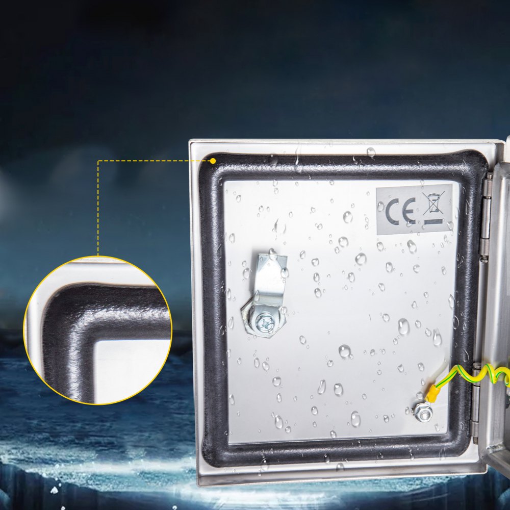 NEMA Stainless Steel Enclosure, 16 x 16 x 8`` NEMA 4X Steel Electrical Box, IP66 Waterproof & Dustproof, Outdoor/Indoor Electrical Junction Box, with Mounting Plate