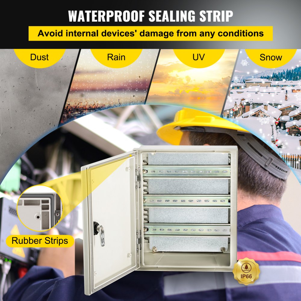 Fiberglass STELL Enclosure, 12 x 10 x 6`` NEMA 4X Fiberglass Electrical Box, IP66 Waterproof & Dustproof, Outdoor/Indoor Electrical Junction Box, with Mounting Plate(30 x 25 x 14 cm)