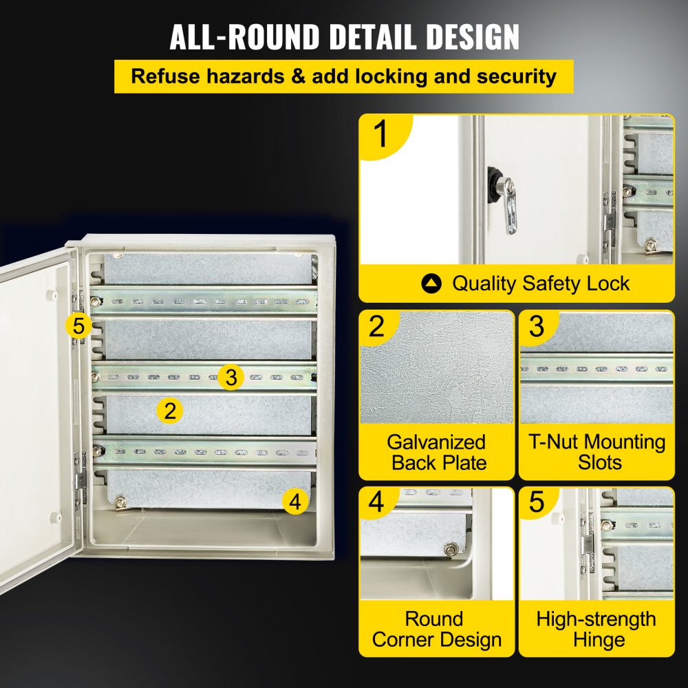 Fiberglass STELL Enclosure, 12 x 10 x 6`` NEMA 4X Fiberglass Electrical Box, IP66 Waterproof & Dustproof, Outdoor/Indoor Electrical Junction Box, with Mounting Plate(30 x 25 x 14 cm)
