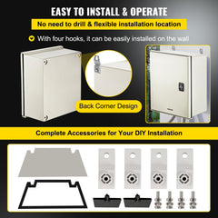 Fiberglass STELL Enclosure, 12 x 10 x 6`` NEMA 4X Fiberglass Electrical Box, IP66 Waterproof & Dustproof, Outdoor/Indoor Electrical Junction Box, with Mounting Plate(30 x 25 x 14 cm)