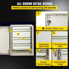 NEMA Steel Enclosure, 16 x 12 x 8`` NEMA 4X Fiberglass Electrical Box, IP66 Waterproof & Dustproof, Outdoor/Indoor Electrical Junction Box, with Mounting Plate(40 x 30 x 20 cm)