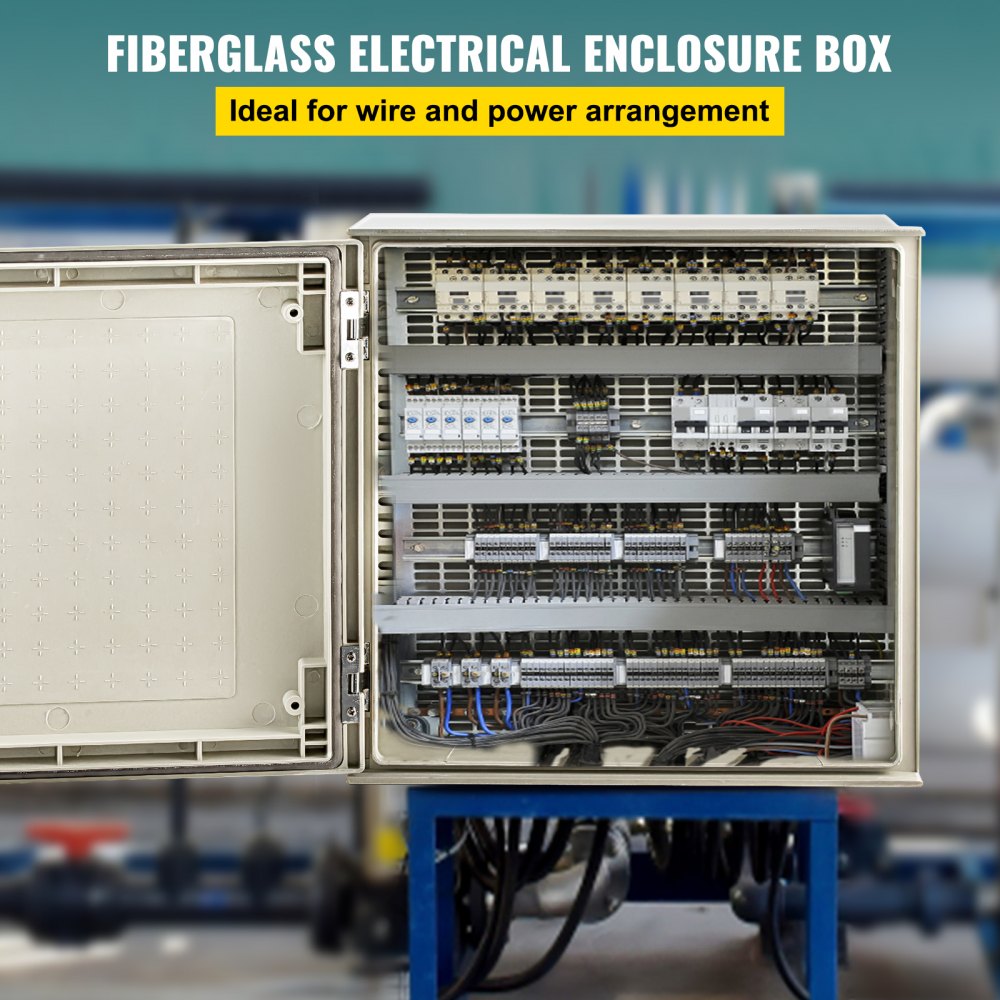NEMA Steel Enclosure, 16 x 16 x 8`` NEMA 4X Fiberglass Electrical Box, IP66 Waterproof & Dustproof, Outdoor/Indoor Electrical Junction Box, with Mounting Plate(40 x 40 x 20 cm)