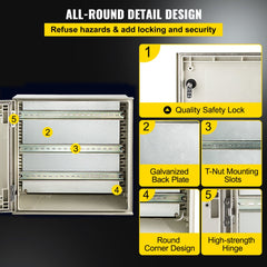 NEMA Steel Enclosure, 16 x 16 x 8`` NEMA 4X Fiberglass Electrical Box, IP66 Waterproof & Dustproof, Outdoor/Indoor Electrical Junction Box, with Mounting Plate(40 x 40 x 20 cm)