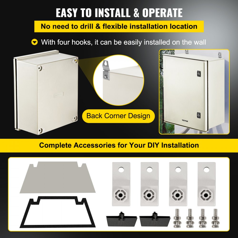 NEMA Enclosure, 20 x 16 x 8 inches, NEMA 4X Fiberglass Steel Electrical Box, IP66 Waterproof & Dustproof Hinged Junction Box for Outdoor Indoor Use, with Mounting Plate(50x40x20 cm))