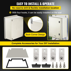 NEMA Enclosure, 20 x 16 x 8 inches, NEMA 4X Fiberglass Steel Electrical Box, IP66 Waterproof & Dustproof Hinged Junction Box for Outdoor Indoor Use, with Mounting Plate(50x40x20 cm))