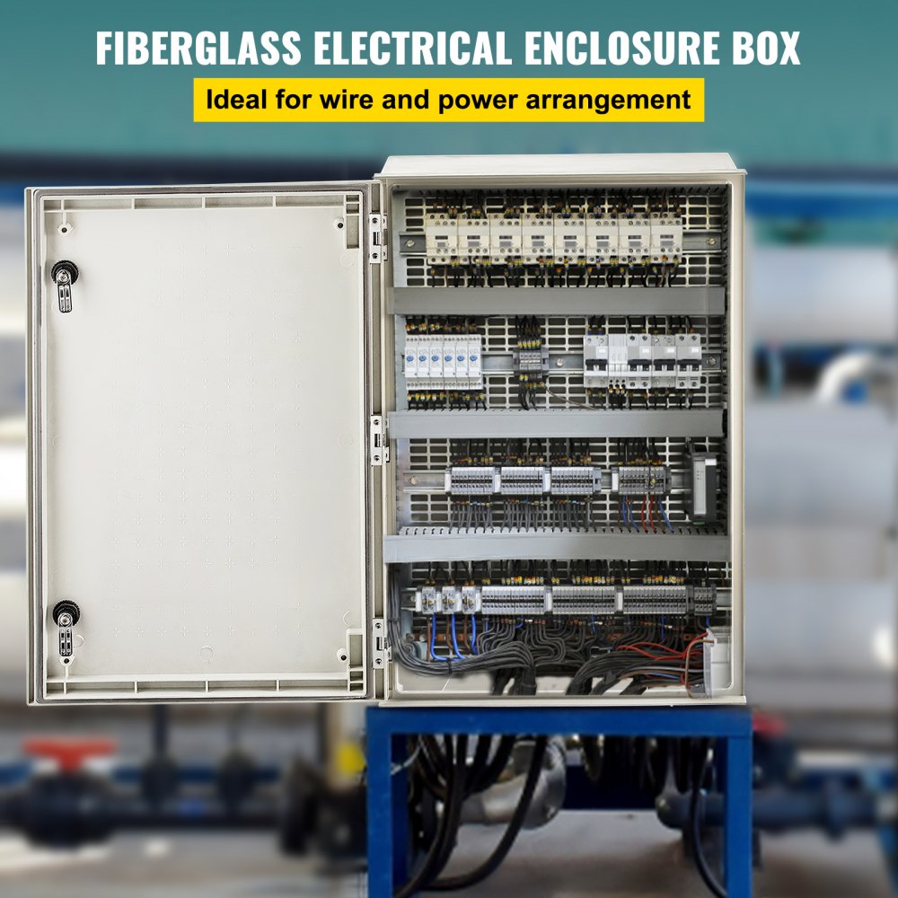 NEMA Steel Enclosure, 24 x 16 x 9`` NEMA 4X Fiberglass Electrical Box, IP66 Waterproof & Dustproof, Outdoor/Indoor Electrical Junction Box, with Mounting Plate(60 x 40 x 23 cm)