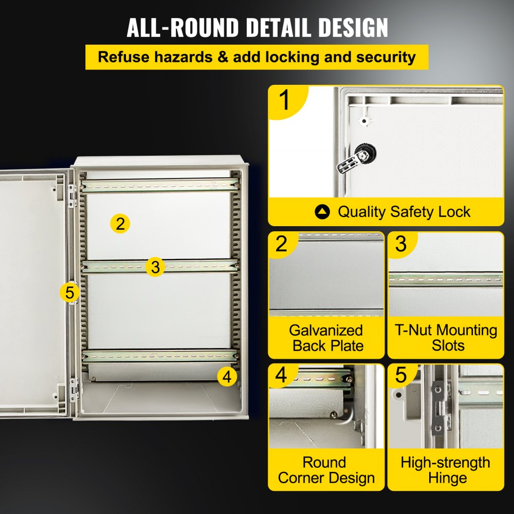 NEMA Steel Enclosure, 24 x 16 x 9`` NEMA 4X Fiberglass Electrical Box, IP66 Waterproof & Dustproof, Outdoor/Indoor Electrical Junction Box, with Mounting Plate(60 x 40 x 23 cm)