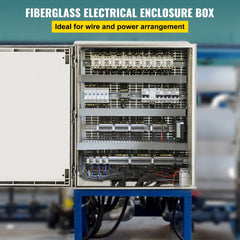 NEMA Steel Enclosure, 24 x 20 x 9 ` ` NEMA 4X Fiberglass Electrical Box, IP66 Waterproof & Dustproof, Outdoor/Indoor Electrical Junction Box, with Mounting Plate(60 x 50 x 23 cm)