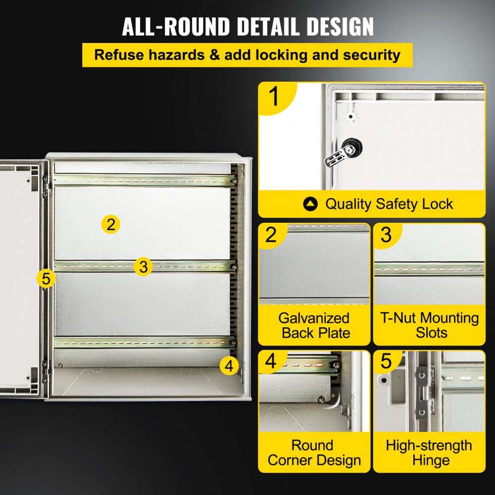 NEMA Steel Enclosure, 24 x 20 x 9 ` ` NEMA 4X Fiberglass Electrical Box, IP66 Waterproof & Dustproof, Outdoor/Indoor Electrical Junction Box, with Mounting Plate(60 x 50 x 23 cm)