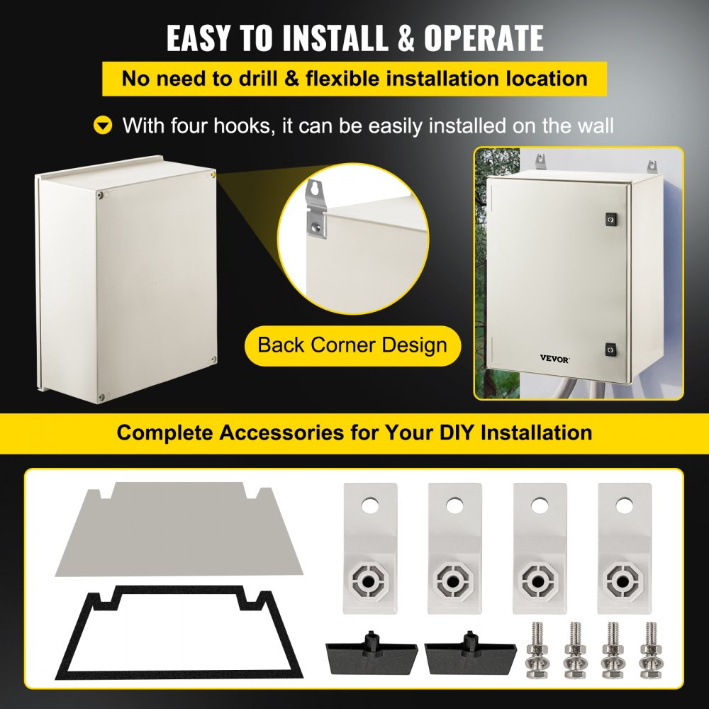 NEMA Steel Enclosure, 24 x 20 x 9 ` ` NEMA 4X Fiberglass Electrical Box, IP66 Waterproof & Dustproof, Outdoor/Indoor Electrical Junction Box, with Mounting Plate(60 x 50 x 23 cm)