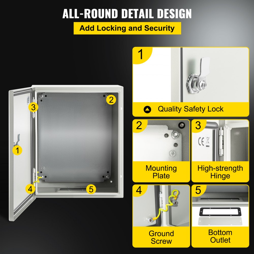 NEMA Steel Enclosure, 10 x 8 x 6`` NEMA 4X Steel Electrical Box, IP66 Waterproof & Dustproof, Outdoor/Indoor Electrical Junction Box, with Mounting Plate