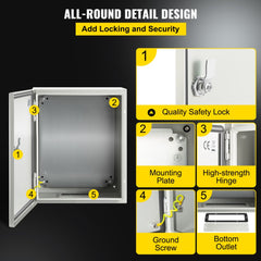 NEMA Steel Enclosure, 10 x 8 x 6`` NEMA 4X Steel Electrical Box, IP66 Waterproof & Dustproof, Outdoor/Indoor Electrical Junction Box, with Mounting Plate
