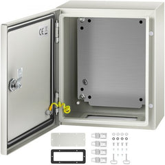 NEMA Steel Enclosure, 12 x 10 x 6`` NEMA 4X Steel Electrical Box, IP66 Waterproof & Dustproof, Outdoor/Indoor Electrical Junction Box, with Mounting Plate