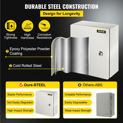 NEMA Steel Enclosure, 12 x 10 x 6`` NEMA 4X Steel Electrical Box, IP66 Waterproof & Dustproof, Outdoor/Indoor Electrical Junction Box, with Mounting Plate