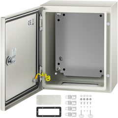 NEMA Steel Enclosure, 12 x 10 x 6`` NEMA 4X Steel Electrical Box, IP66 Waterproof & Dustproof, Outdoor/Indoor Electrical Junction Box, with Mounting Plate