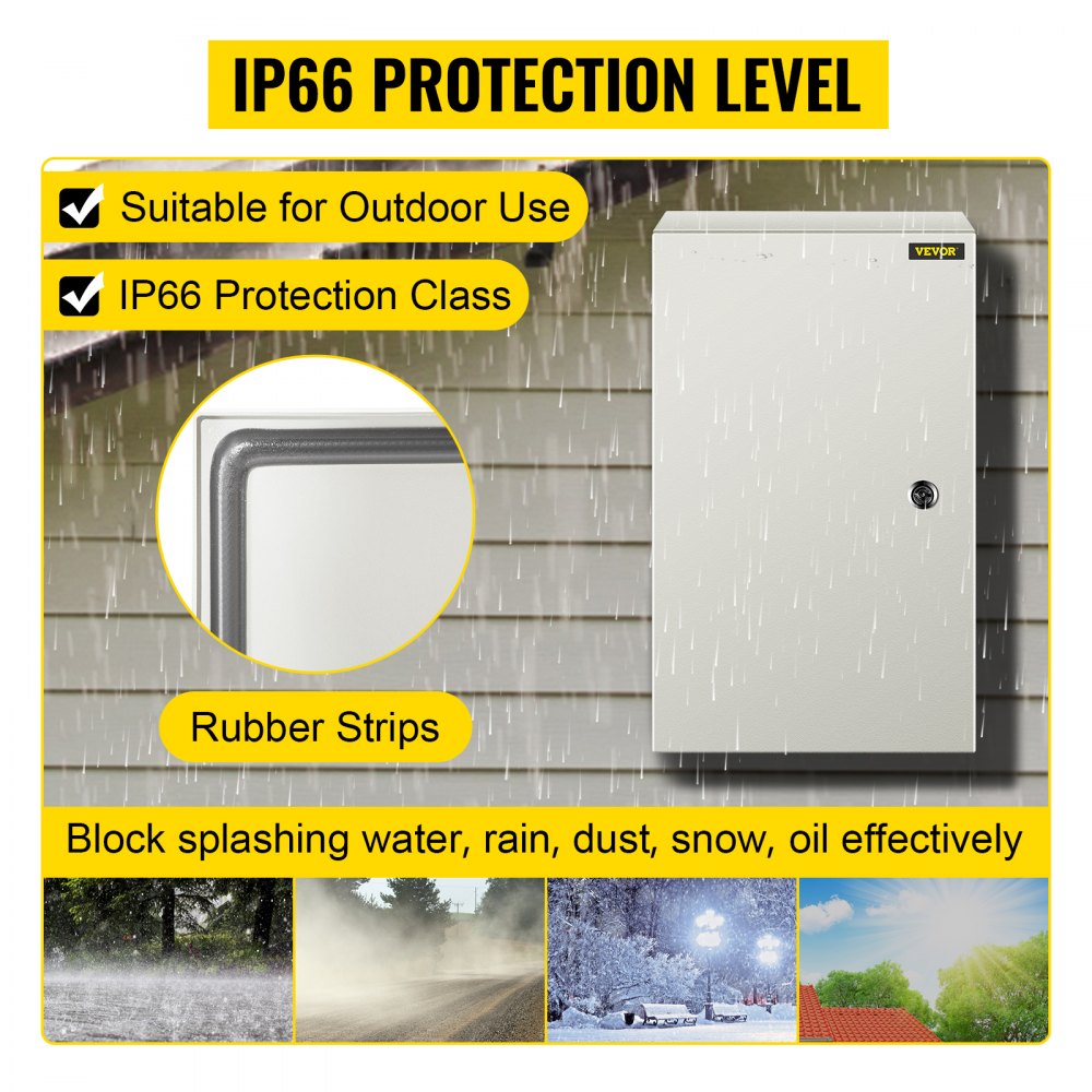 NEMA Steel Enclosure, 20 x 12 x 10`` NEMA 4X Steel Electrical Box, IP66 Waterproof & Dustproof, Outdoor/Indoor Electrical Junction Box, with Mounting Plate