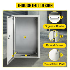 NEMA Steel Enclosure, 20 x 12 x 10`` NEMA 4X Steel Electrical Box, IP66 Waterproof & Dustproof, Outdoor/Indoor Electrical Junction Box, with Mounting Plate