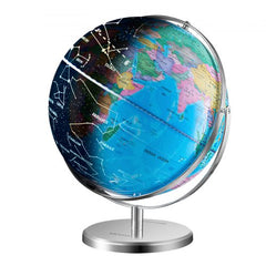 Illuminated World Globe with Stand, 13 in/330.2 mm, Educational Earth Globe with Stable Heavy Metal Base and LED Constellation Night Light HD Printed Map, Spinning for Kids Classroom Learning