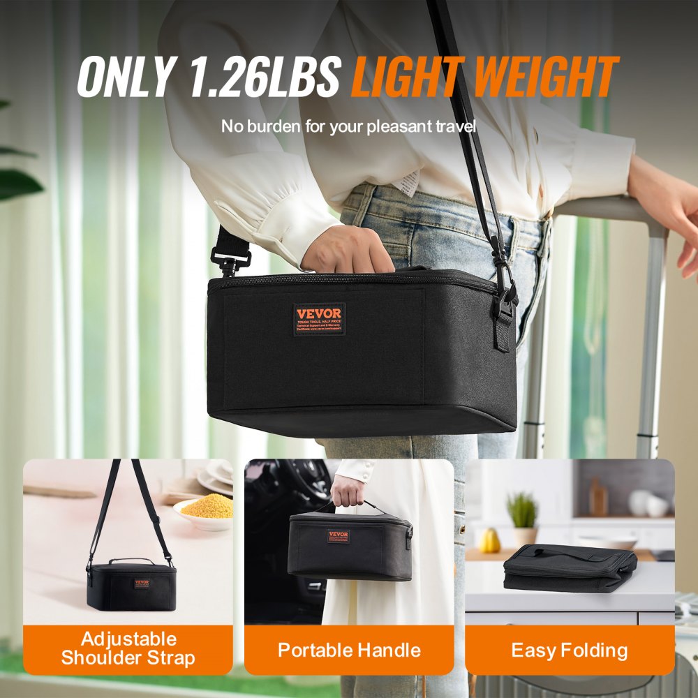 Portable Oven, 12V Car Food Warmer, 2QT 55W Portable Mini Personal Microwave, Electric Heated Lunch Box for Camping, Travel, Compatible with Glass, Ceramic, Foil Containers (Black)