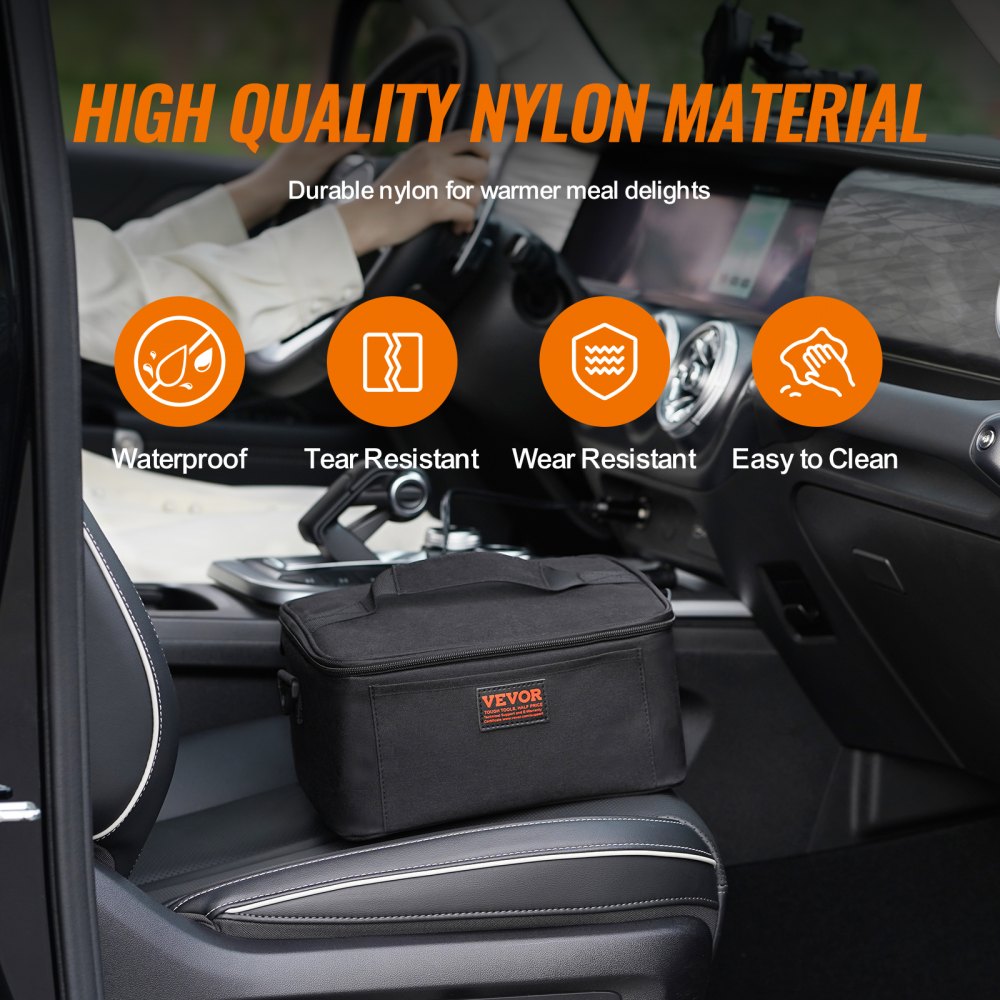 Portable Oven, 12V Car Food Warmer, 2QT 55W Portable Mini Personal Microwave, Electric Heated Lunch Box for Camping, Travel, Compatible with Glass, Ceramic, Foil Containers (Black)